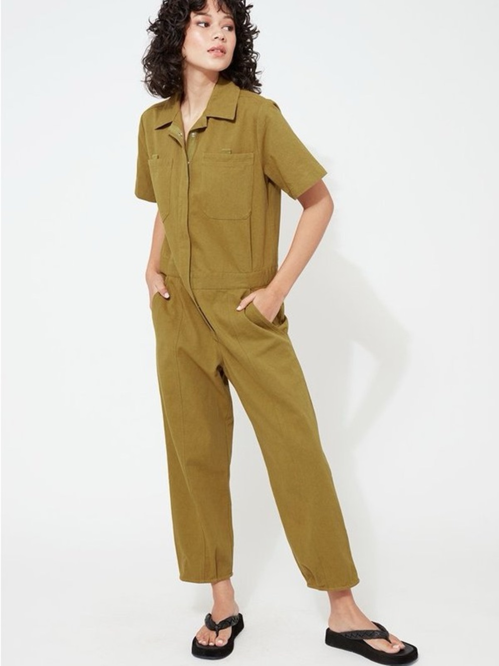 Backbeat Co. olive green organic cotton twill boiler suit